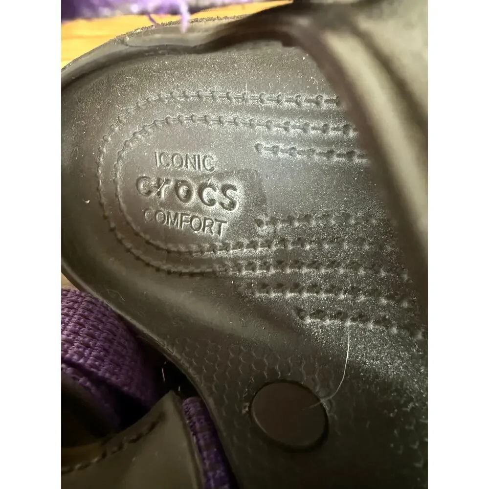 Crocs Classic Hiker Xscape Platform‎ Sandals in espresso and purple